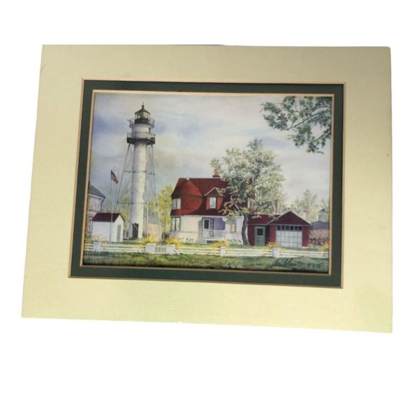 Lighthouse Prints 5x7 Mark Sherman Boca Grande Coney Island Matted Green Decor - Picture 3 of 10